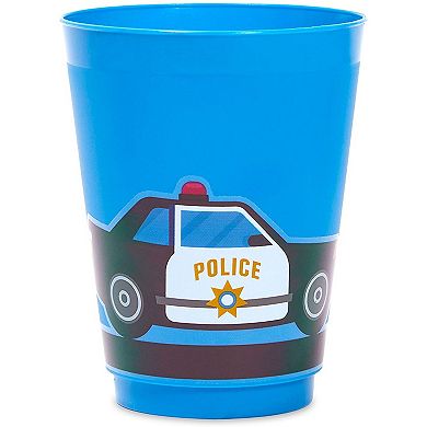 16 Oz Plastic Tumbler Cups, Police Birthday Party Supplies For Kids (16 Pack)