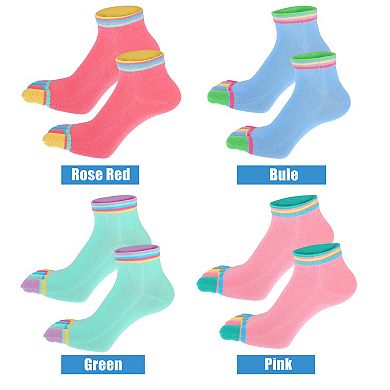 4 Pairs Full Finger Toe Socks Unisex Non Slip Sticky For Sport Exercise