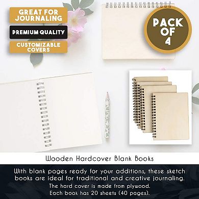 4 Pack Hard Cover A6 Spiral Journal,unruled Notebook, 20 Sheets Each,4.5x5.8 In