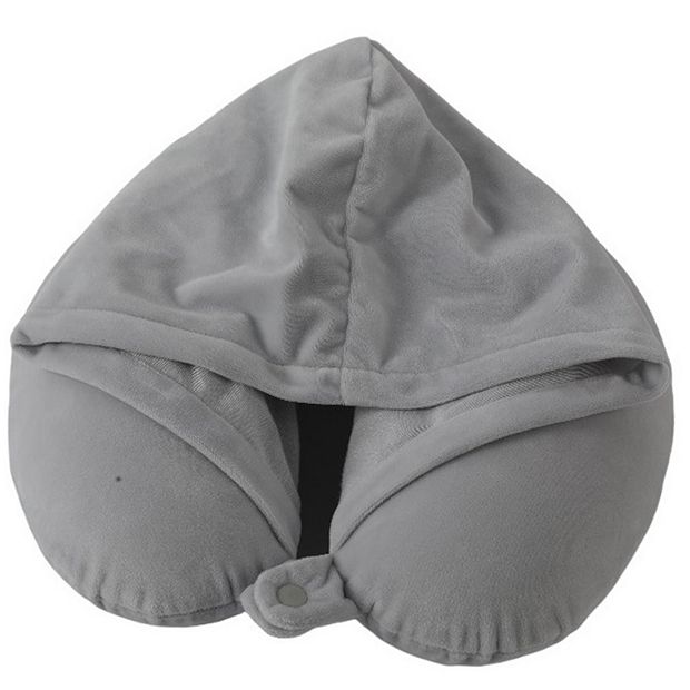 Mirage Twinkie 2 in 1 Travel Neck Pillow and Velvet Hoodie with Rest Neck Support and Eye Shield for Long travels Airplanes Car Rides Office