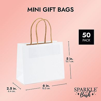 Mini Paper Gift Bags With Handles For Baby Shower, Birthday Party (50 Pack)
