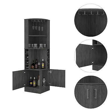 Seattle Bar Cabinet, Eight Bottle Cubbies, Two Large Open Shelves