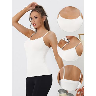 Women's Built-in Bra Padded Adjustable Spaghetti Strap Cami Tanks Top