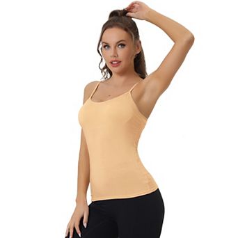 Women's Built-in Bra Padded Adjustable Spaghetti Strap Cami Tanks Top