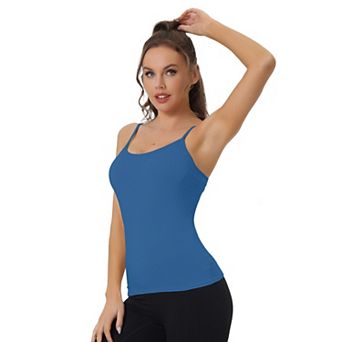 Women's Built-in Bra Padded Adjustable Spaghetti Strap Cami Tanks Top