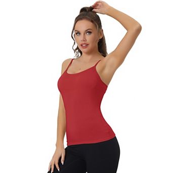 Women's Built-in Bra Padded Adjustable Spaghetti Strap Cami Tanks Top