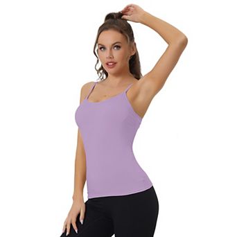 Women's Built-in Bra Padded Adjustable Spaghetti Strap Cami Tanks Top