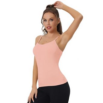 Women's Built-in Bra Padded Adjustable Spaghetti Strap Cami Tanks Top