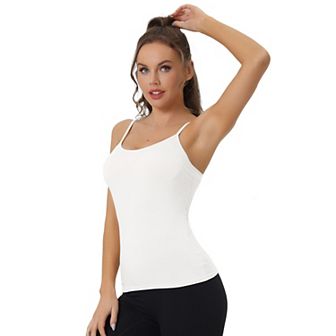Women's Built-in Bra Padded Adjustable Spaghetti Strap Cami Tanks Top