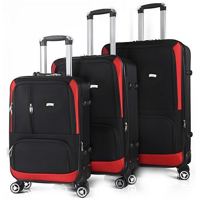 Mirage Dominic Soft Shell Lightweight Expandable 360 Spinning Wheels Combo Lock 3pc Luggage Set