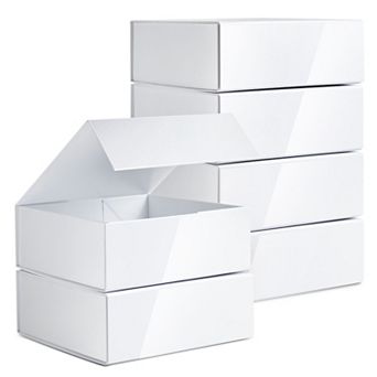 6 Pack Proposal Boxes, 9.5 X 9.5 X 3.5 Inch Glossy White Magnetic Gift Box