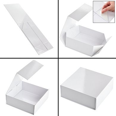 6 Pack Proposal Boxes, 9.5 X 9.5 X 3.5 Inch Glossy White Magnetic Gift Box