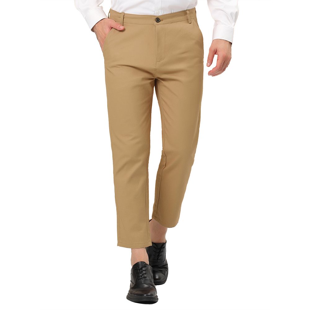 Men's Slim Fit Straight Dress Pants - Flat Front Causal Trousers (TG1)