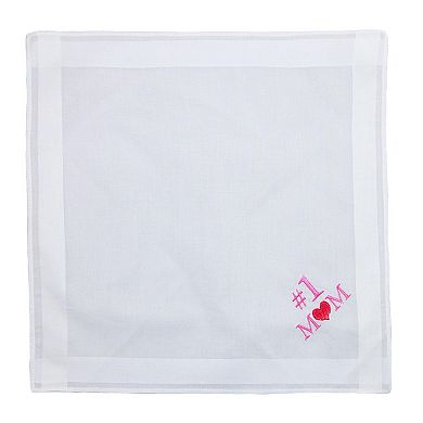 Ctm Women's Number 1 Mom Embroidered Cotton Handkerchief Set (pack Of 3)