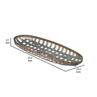 37 Inch Decorative Snowshoe Wall Art, Iron Mesh Pattern, Silver Finish