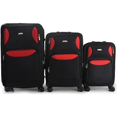 Mirage Zoe Soft Shell Lightweight Expandable 360 Spinning Wheels Combo Lock 3 Piece Luggage Set