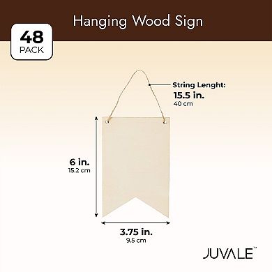 48 Pack Blank Wood Signs For Crafts, Painting, And Engraving, 6 X 4 In