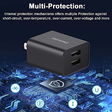 2 Pcs Usb Travel Charger Adapter With Dual Port For Most Usb Equipment