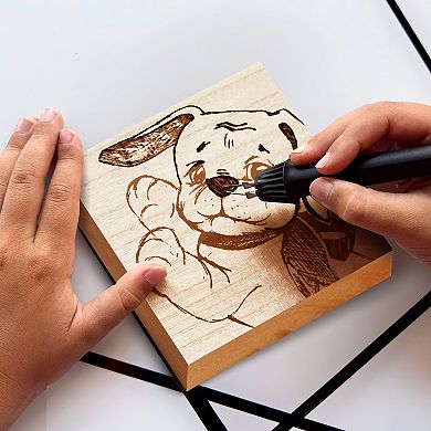 Unfinished MDF Wood Blocks for Crafts, Wooden Square Blocks for DIY (4 Pack)