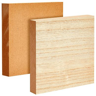 Unfinished MDF Wood Blocks for Crafts, Wooden Square Blocks for DIY (4 Pack)