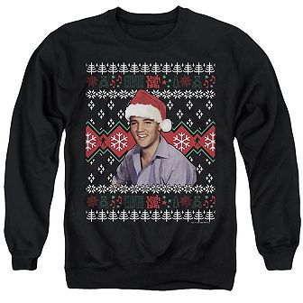 Elvis Ugly Christmashort Sleeveweater Adult Crewneck Sweatshirt