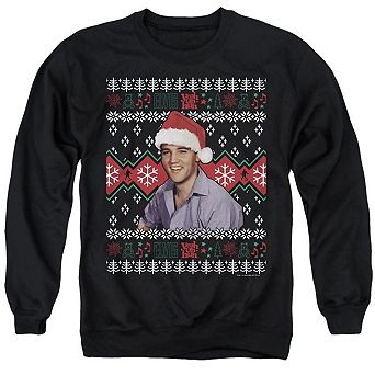 Elvis Ugly Christmashort Sleeveweater Adult Crewneck Sweatshirt