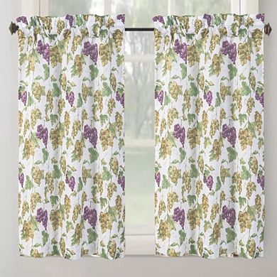 Tribeca Grapes Printed Slub 3 Pieces Kitchen Curtain Set