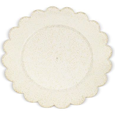 50-pack Disposable Gold Glitter Plastic Plates, Scalloped Edges For Wedding, 9"