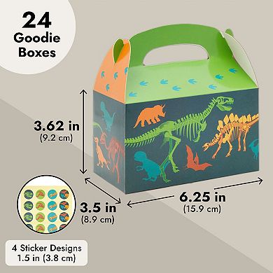 24 Pack Dinosaur Party Favor Boxes for Kids' Dino Birthday, 3.62 x 6.25 x 3.5 in