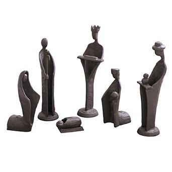Modern 9-inch Cast Iron Nativity Sculpture Set (6 Figures)