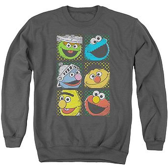 Sesame Street Group Squares Adult Crewneck Sweatshirt