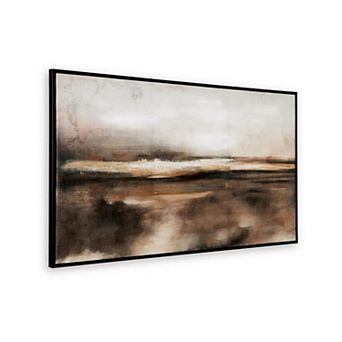 35 X 60 Inch Wall Art, Hand Painted Abstract Landscape, Black Brown Finish