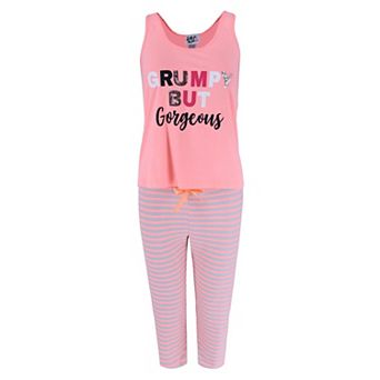 Women's Plus Size Grumpy Gorgeous Tank Top And Capri Set