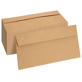 100 Pack #10 Brown Envelopes, Gummed Seal For Invitations, Letters, Certificates