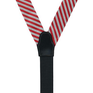 Trafalgar Men's Griswold Striped Herringbone Silk Suspenders