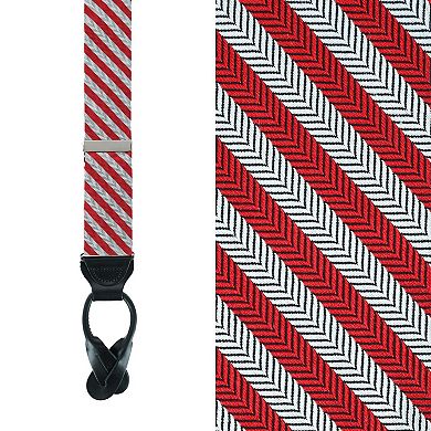 Trafalgar Men's Griswold Striped Herringbone Silk Suspenders