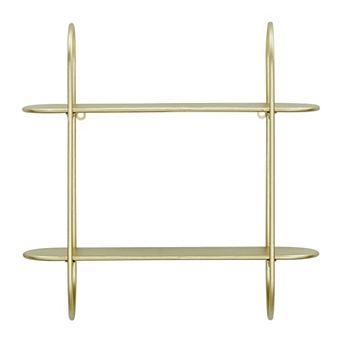 Two-tier Warm Gold Metal Hanging Bracket Wall Mounted Shelf