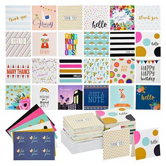 72 Pack Mini Note Cards With Envelopes For All Occasions, 24 Designs, 2.5x2.5 In