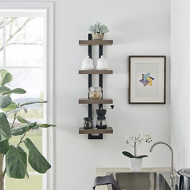 4-tier Slim Ladder Bracket Floating Metal Frame Wall Shelves