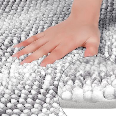 Bathroom Rug Soft And Absorbent Non-slip Striped Bath Mat Plush Bathroom Floor 16" X 24"