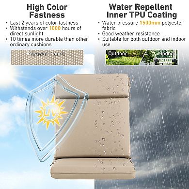 Aoodor 2pcs Outdoor High Back Dining Chair Cushion Set