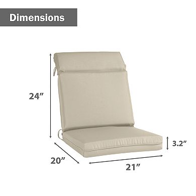 Aoodor 2pcs Outdoor High Back Dining Chair Cushion Set