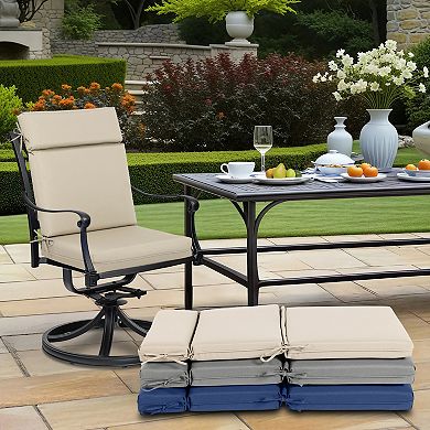 Aoodor 2pcs Outdoor High Back Dining Chair Cushion Set