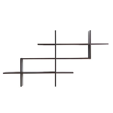3-tier Wall Mount Floating Ladder Accent Shelf With Criss Cross Asymmetrical Modern Design
