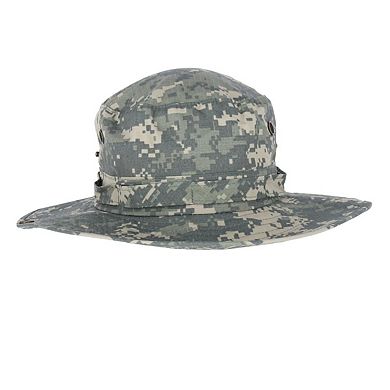 Men's Crushable Wide Brim Camo Boonie Hat With Chin Cord