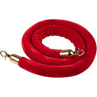 2 Pack Red Velvet Stanchion Rope, 5 Ft Crowd Control Barriers With Polished Hook