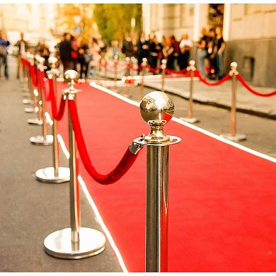 2 Pack Red Velvet Stanchion Rope, 5 Ft Crowd Control Barriers With Polished Hook