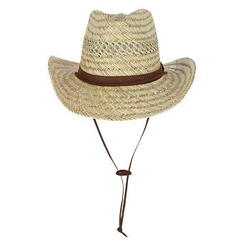 Men's Ventilated Western Straw Hat With Chin Cord