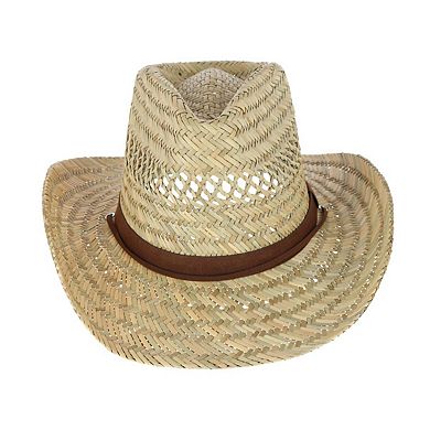 Men's Ventilated Western Straw Hat With Chin Cord