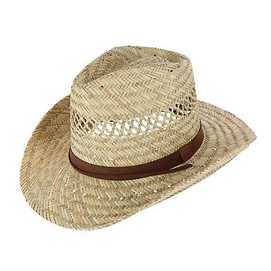 Men's Ventilated Western Straw Hat With Chin Cord